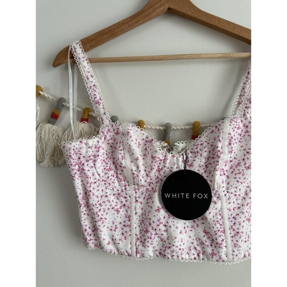 Wildfox Weekend Love Bustier Pink Butterfly Floral Corset Top Coquette Fairy NWT - Picture 4 of 7